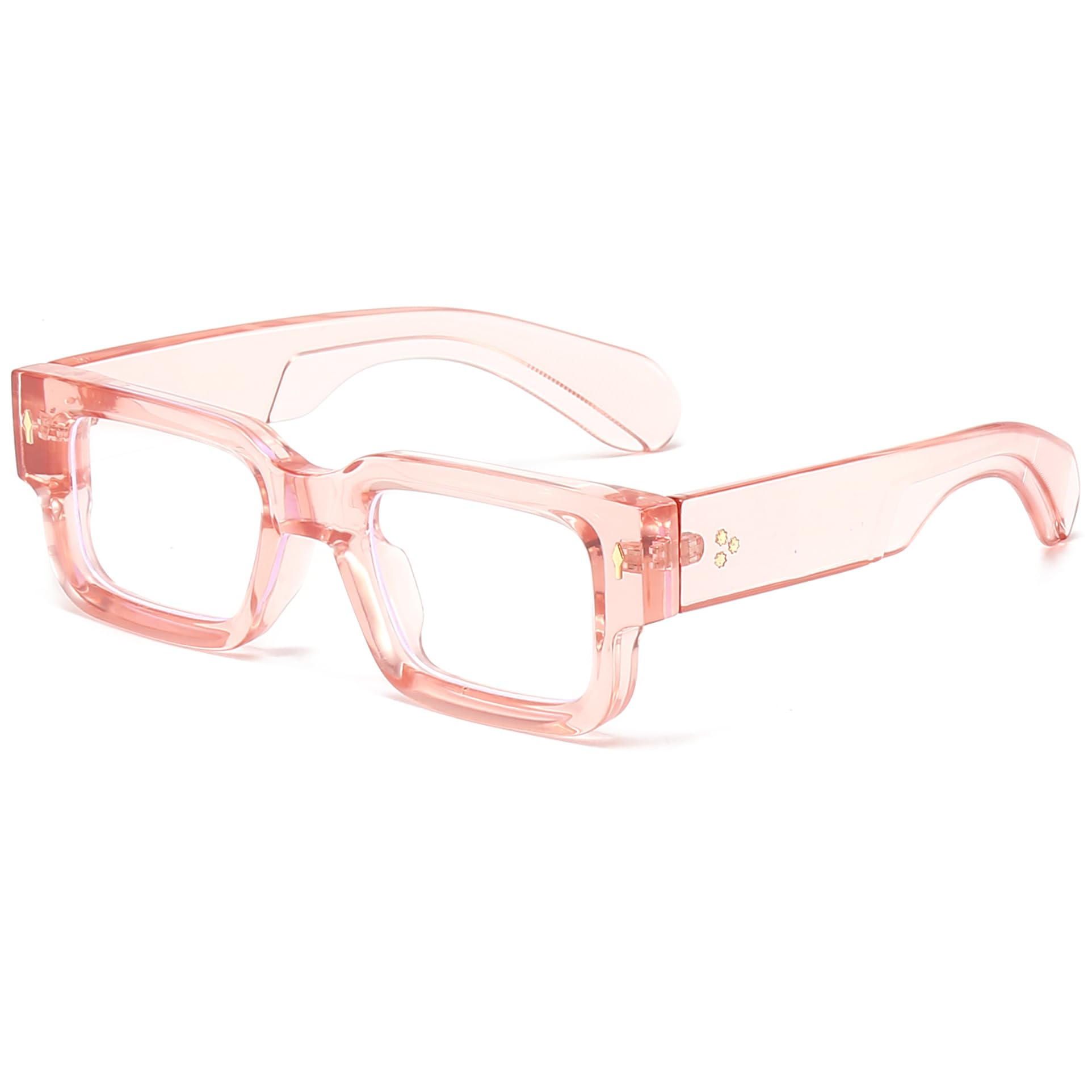 Breaksun Classic Thick Square Frame Black Glasses for Women Men Fashion Rectangle Blue Light Glasses Computer Eyeglasses (Pink)