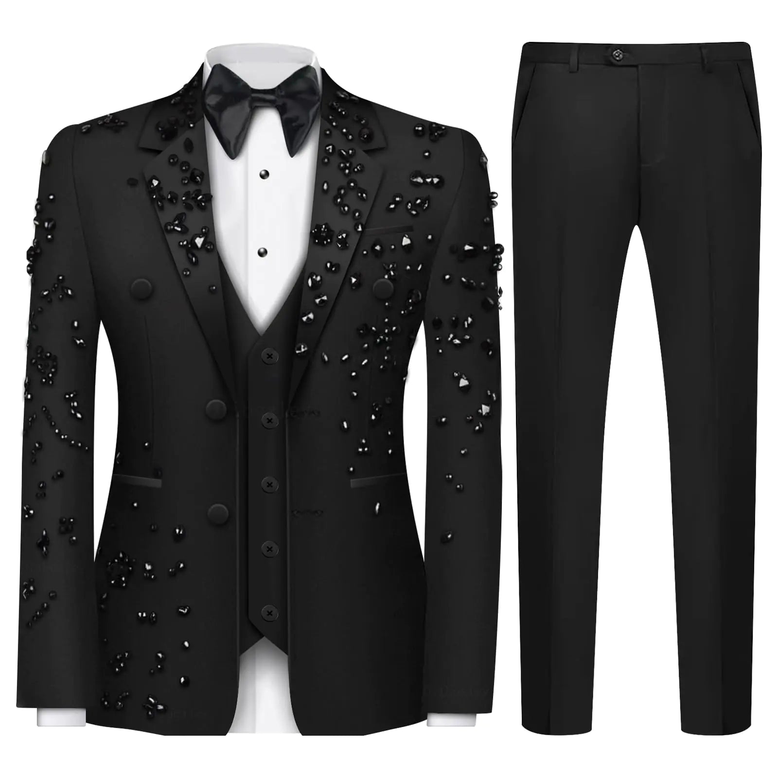 Luxury Men’s Slim Fit 2-Piece Crystal Tuxedo Suit