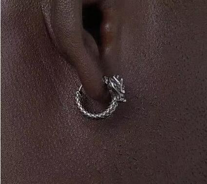 Retro Hip Hop Dragon Earrings for Men - Fashion Accessories