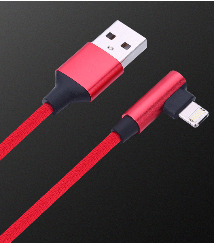 90-Degree USB Charging Cable for Apple &amp; Android