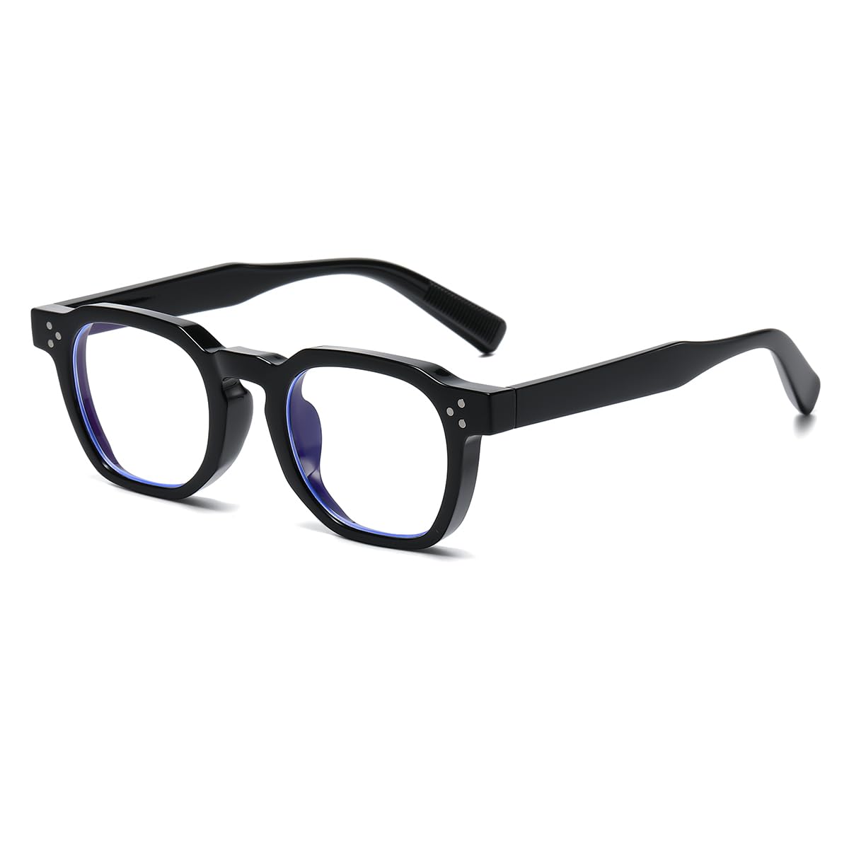 JOVAKIT Thick Round Blue Light Glasses for Women Men Fashion Retro 90s Octagon Round Computer Eyeglasses Anti Eyestrain (Black)