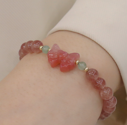 Artistic Pink Quartz Lotus Seed Bracelet for Summer