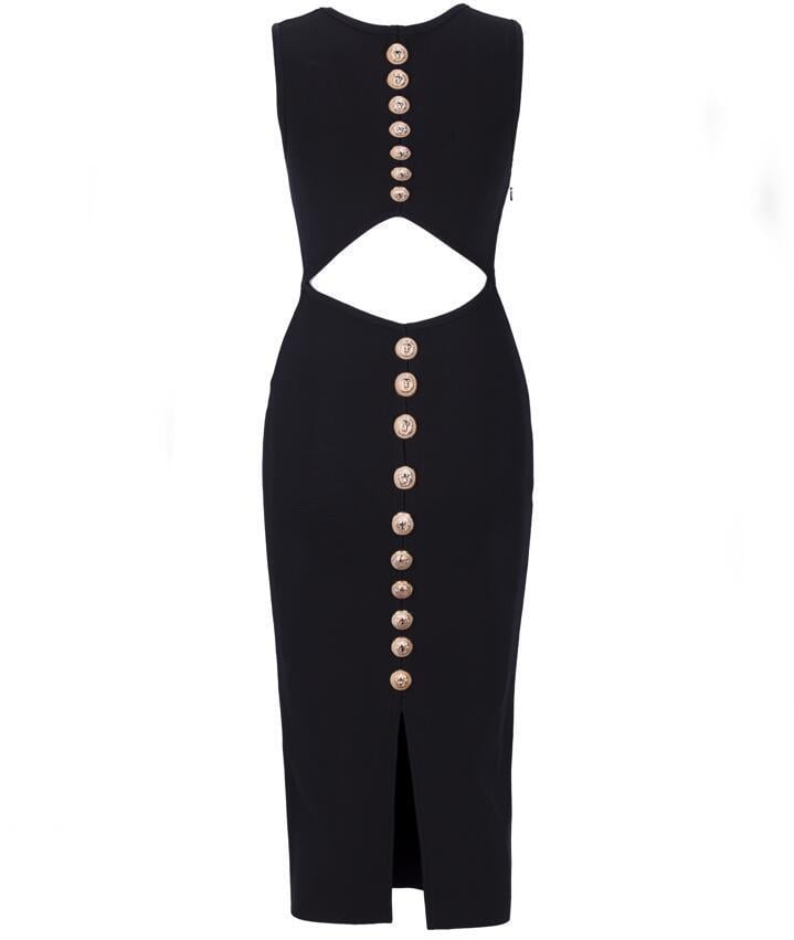 Slim-fit Round Neck Waist-baring Dress