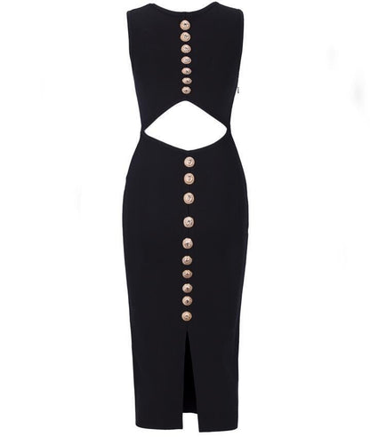 Slim-fit Round Neck Waist-baring Dress